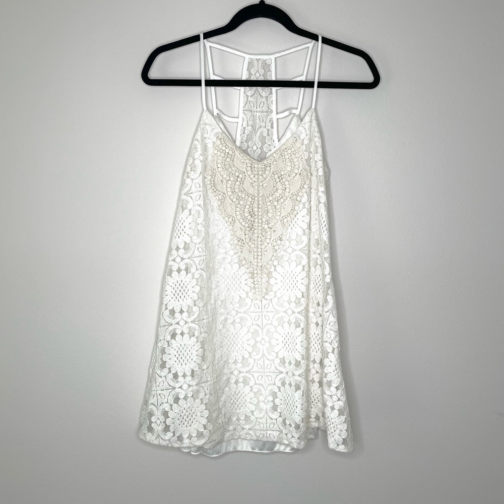 Speechless Cream Lace and Crochet Sleeveless Summer Dress size S
